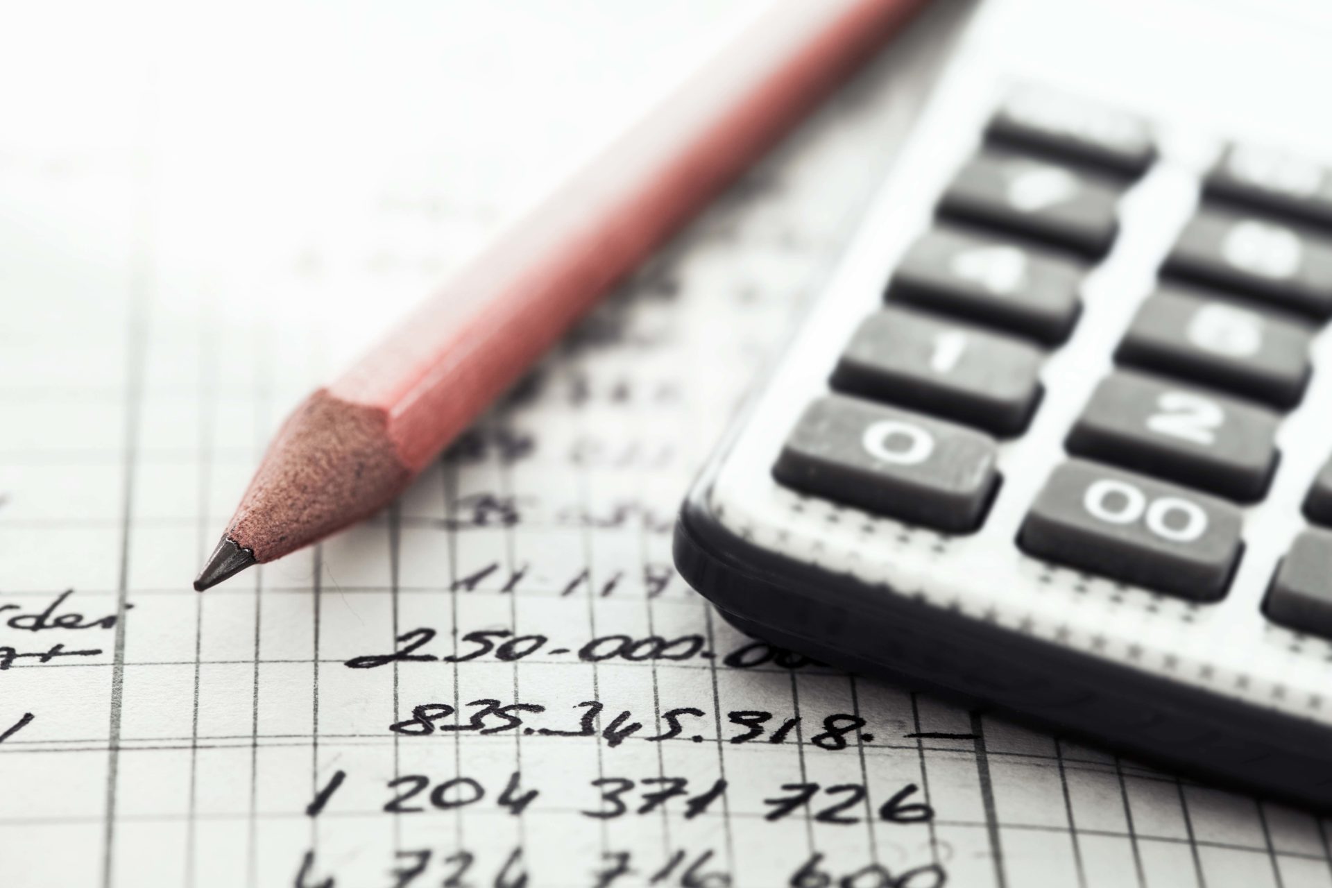 Calculator and pencil
